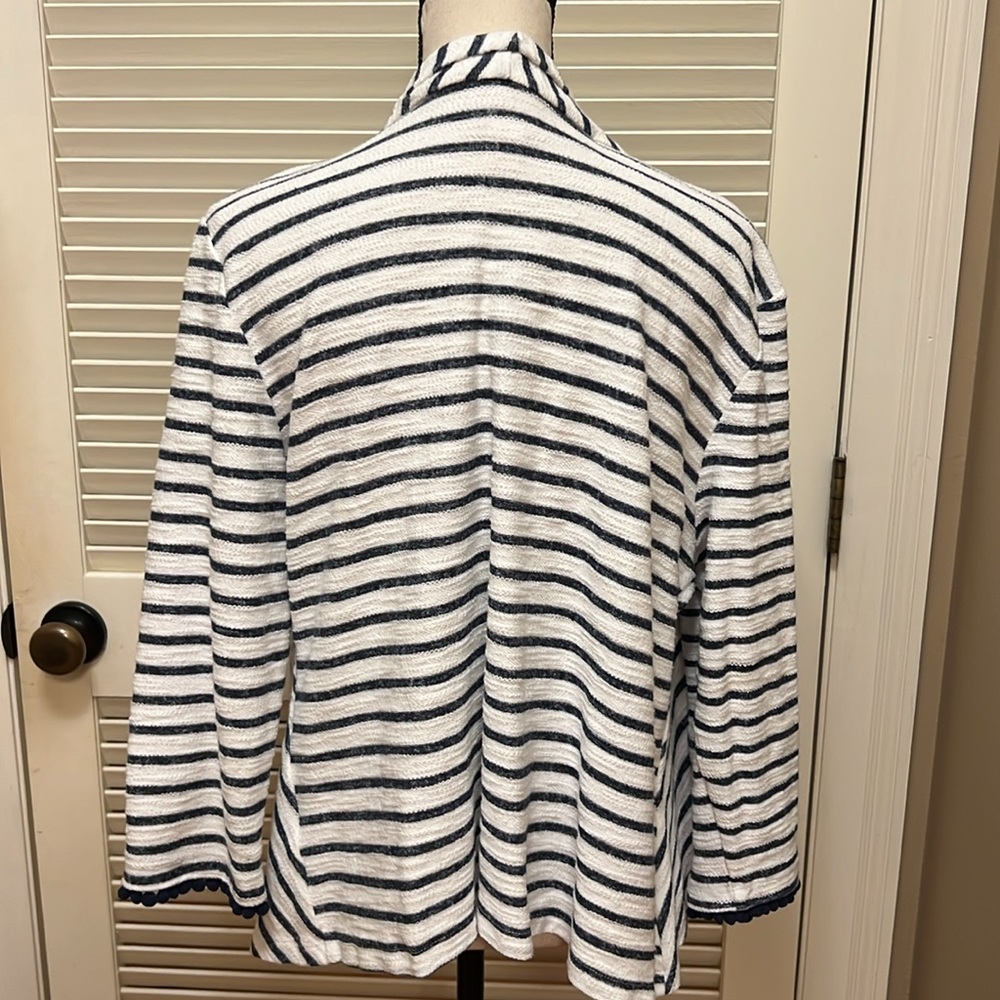 Hearts of Palm Striped Cardigan in Navy and White, Size XLarge, GUC - Picture 10 of 15
